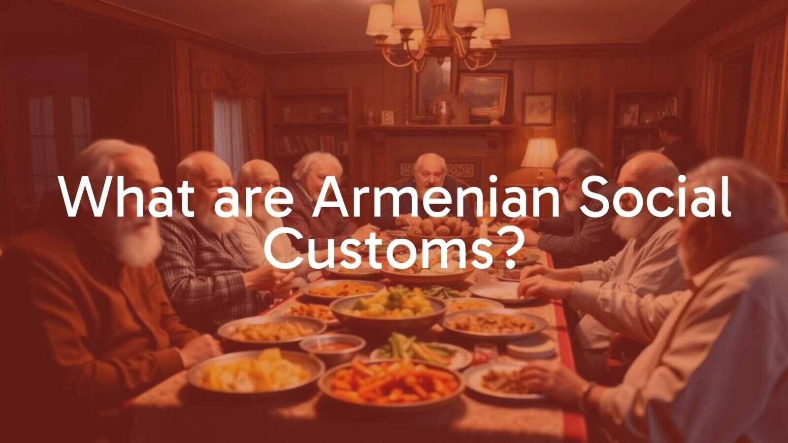 Armenian family gathering, traditional hospitality, elders seated at table, warm lighting, cultural elements, realistic.