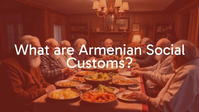 Armenian family gathering, traditional hospitality, elders seated at table, warm lighting, cultural elements, realistic.