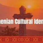 Armenian cultural identity, ancient stone cross (khachkar) with intricate carvings, Mount Ararat in the background, warm golden sunset, traditional Armenian patterns, realistic.