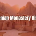 Ancient Armenian monastery nestled in rugged mountains, stone architecture with intricate carvings, golden sunset lighting, serene and spiritual atmosphere, realistic.