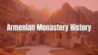 Ancient Armenian monastery nestled in rugged mountains, stone architecture with intricate carvings, golden sunset lighting, serene and spiritual atmosphere, realistic.