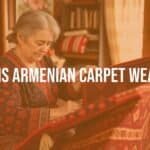 Armenian woman weaving a traditional carpet, intricate patterns, vibrant colors, cozy home setting, cultural heritage, realistic.