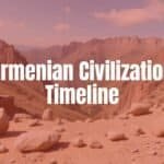Ancient Armenian landscape with stone tools and artifacts, showcasing prehistoric origins, mountainous highlands, historical atmosphere, realistic.