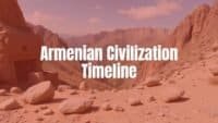 Ancient Armenian landscape with stone tools and artifacts, showcasing prehistoric origins, mountainous highlands, historical atmosphere, realistic.