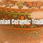 Armenian ceramic vase with intricate patterns, vibrant colors, traditional craftsmanship, detailed close-up, cultural heritage, artistic.