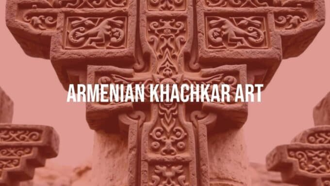 Armenian khachkar stone cross, intricate carvings, medieval Christian art, historical heritage, realistic.