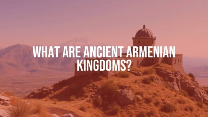 Ancient Armenian kingdom, majestic stone fortress on a mountain, Armenian Highlands, Mount Ararat in the background, historical, realistic.