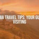 Armenian mountain landscape with ancient monastery, warm sunset, vibrant colors, cultural and travel vibe.