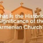 Ancient Armenian Apostolic Church, stone architecture, ornate cross-stone khachkars, historical and spiritual significance, golden sunset lighting, realistic and reverent atmosphere.