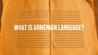 Ancient Armenian alphabet manuscript on parchment, historic script, cultural heritage, warm lighting, realistic.