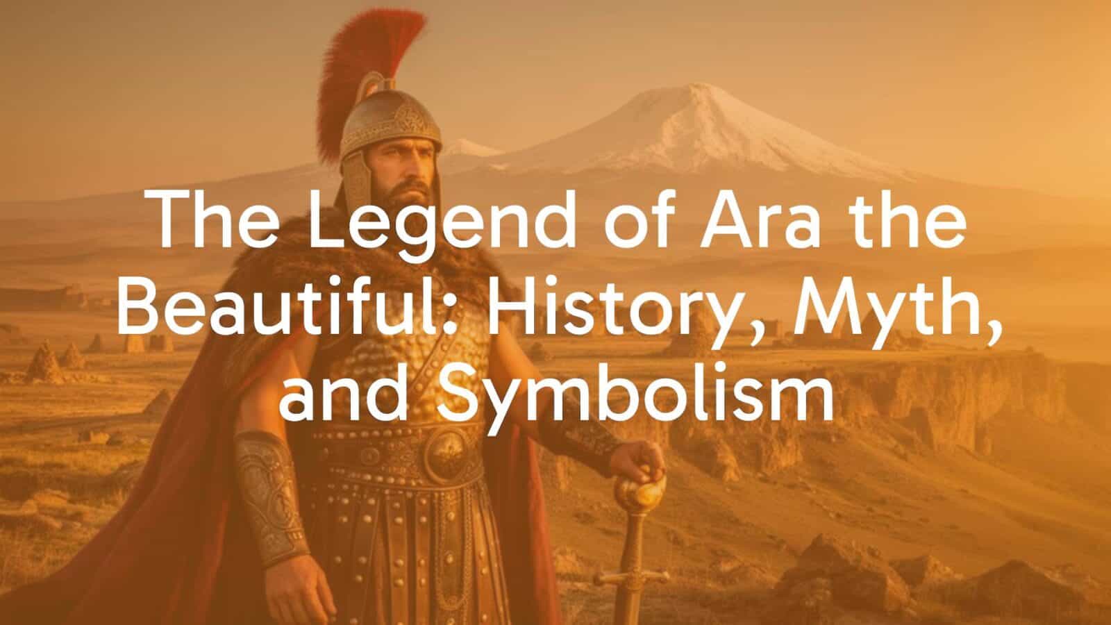 Cinematic portrait of a noble Armenian king in Bronze Age armor standing defiantly against a backdrop of the Armenian Highlands and Mount Ararat, golden light, epic atmosphere, ancient Near Eastern aesthetic.